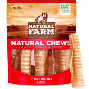 imageNatural Farm Beef Trachea 12 Inch 8 Pack 100 Beef Chews Natural Glucosamine and Chondroitin for Joint ampamp Hip Mobility Bone Strength  Low Fat Crunchy ampamp Crispy Treats for All Dogs6 6 Pack