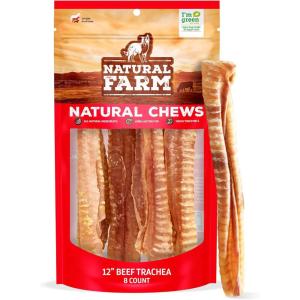 imageNatural Farm Beef Trachea 12 Inch 8 Pack 100 Beef Chews Natural Glucosamine and Chondroitin for Joint ampamp Hip Mobility Bone Strength  Low Fat Crunchy ampamp Crispy Treats for All Dogs12 8 Pack