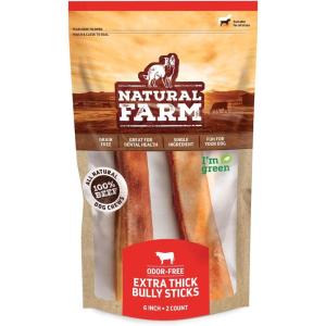 imageNatural Farm Bully Sticks 6 Inch 50 Pack Thin Pixie Pizzle Beef Treats GrainFree High Protein Best Rawhide Alternative for Small Puppies or Senior Dogs6 Extra Thick Bully Sticks