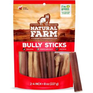 imageNatural Farm Bully Sticks OdorFree 12 Inch 5 Count 88 Oz Per Bag 100 Beef Chews GrassFed NonGMO Fully Digestible Dental Treats to Keep Your Small and Medium Dogs Busy and Happy24 Inch 8 Oz Pack