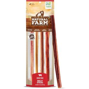 imageNatural Farm Bully Sticks OdorFree 12 Inch 5 Count 88 Oz Per Bag 100 Beef Chews GrassFed NonGMO Fully Digestible Dental Treats to Keep Your Small and Medium Dogs Busy and Happy12Inch 8 Oz Pack