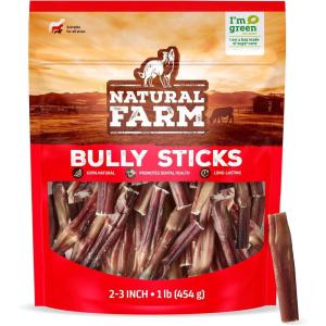 imageNatural Farm Bully Sticks OdorFree 12 Inch 5 Count 88 Oz Per Bag 100 Beef Chews GrassFed NonGMO Fully Digestible Dental Treats to Keep Your Small and Medium Dogs Busy and Happy23 Bully Sticks 1 lb