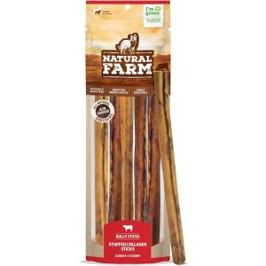imageNatural Farm Bully Sticks Stuffed Collagen Sticks for Dogs 45 Inch 10Pack RawhideFree Natural Dog Chews Long Lasting Small Medium and Large Dogs Great Rawhide AlternativeFilled Bully  12Inch 5Pack