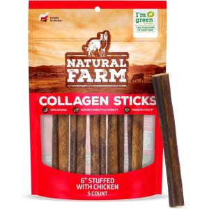 imageNatural Farm Bully Sticks Stuffed Collagen Sticks for Dogs 45 Inch 10Pack RawhideFree Natural Dog Chews Long Lasting Small Medium and Large Dogs Great Rawhide AlternativeFilled Chicken  6Inches 5Pack