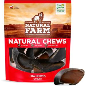 imageNatural Farm Cow Hooves 12 Pack OdorFree All Natural Sourced from FarmRaised Beef Hoof Dog Treats Great Alternative to Bully Sticks or Rawhide Dental Chew for Small Medium Large BreedsCow Hoves 6 pack