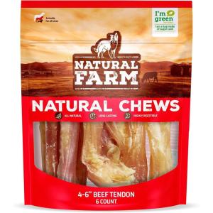 imageNatural Farm ExtraThick Beef Tendons 46 Inch 6 Pack Natural Chondroitin and Collagen Supports Healthy Joints Great for Dental Health  Made ampamp Packaged All Dog Sizes46 6 Pack
