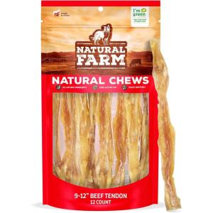 imageNatural Farm ExtraThick Beef Tendons 46 Inch 6 Pack Natural Chondroitin and Collagen Supports Healthy Joints Great for Dental Health  Made ampamp Packaged All Dog Sizes912 12 Pack