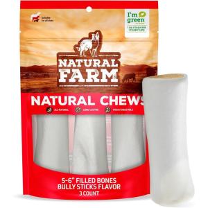 imageNatural Farm Filled Dog Bones Bacon ampamp Cheese Flavor 56 Inch 3 Pack Limited Ingredient Stuffed Dental Dog Bone Treats for Large Dogs56 Filled Bone Flavor 3 Units