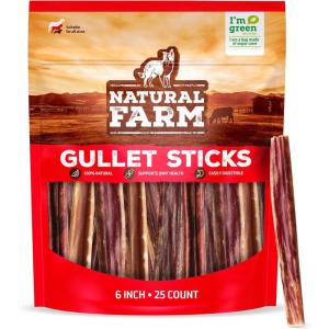 imageNatural Farm Gullet Sticks 45 Inch 25 Pack GrainFree PreservativeFree ampamp Fully Digestible Beef Esophagus  Gentle Yet Effective Fun  Best for Light Pups ampamp Senior Chewers6 25 Pack