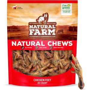 imageNatural Farm NailFree Chicken Feet Dog Treats 20 Pack 100 FreeRange Air Dried Chicken Feet No Nails Fully Digestible High Protein Low Calorie Joint Support Single IngredientChicken Feet 20 pack