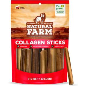 imageNatural Farm OdorFree Collagen Chews 12 Inch 3 Pack Long Lasting Bully Sticks ampamp Rawhide Alternative Dog Treats 95 Collagen Low Fat High Protein Best Dental Dog Treats  Medium ampamp Large Dogs35 10 Pack