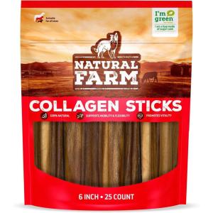 imageNatural Farm OdorFree Collagen Chews 12 Inch 3 Pack Long Lasting Bully Sticks ampamp Rawhide Alternative Dog Treats 95 Collagen Low Fat High Protein Best Dental Dog Treats  Medium ampamp Large Dogs6 25 Pack