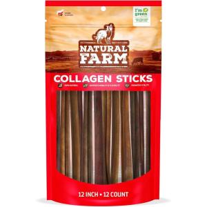 imageNatural Farm OdorFree Collagen Chews 12 Inch 3 Pack Long Lasting Bully Sticks ampamp Rawhide Alternative Dog Treats 95 Collagen Low Fat High Protein Best Dental Dog Treats  Medium ampamp Large Dogs12 12 Pack