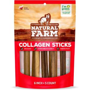 imageNatural Farm OdorFree Collagen Chews 12 Inch 3 Pack Long Lasting Bully Sticks ampamp Rawhide Alternative Dog Treats 95 Collagen Low Fat High Protein Best Dental Dog Treats  Medium ampamp Large Dogs6 5 Pack