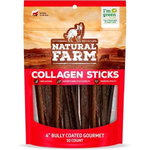imageNatural Farm Peanut Butter Flavor Collagen Sticks for Dogs 35 Inch 10 Pack LongLasting Beef Collagen Sticks Rawhide Alternative Chews with Chondroitin ampamp Glucosamine LowFat Dental TreatsBully flavor 4 10 Pack