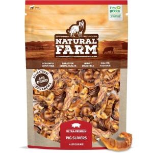 imageNatural Farm Pig Ears for Dogs 25 Pack AllNatural WholeThick Pigs Ears Single Ingredient ampamp Highly Digestible Better Than Rawhide Dog Snacks Dog Pig Ears for Puppy Medium ampamp Large DogsEar slivers 4 pounds
