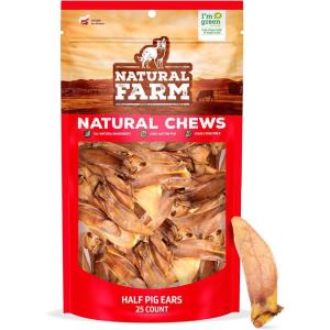 imageNatural Farm Pig Ears for Dogs 25 Pack AllNatural WholeThick Pigs Ears Single Ingredient ampamp Highly Digestible Better Than Rawhide Dog Snacks Dog Pig Ears for Puppy Medium ampamp Large DogsHalf ears 25 pack