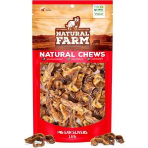 imageNatural Farm Pig Ears for Dogs 25 Pack AllNatural WholeThick Pigs Ears Single Ingredient ampamp Highly Digestible Better Than Rawhide Dog Snacks Dog Pig Ears for Puppy Medium ampamp Large DogsEar slivers 15 pounds