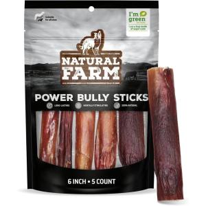 imageNatural Farm Power Bully Sticks Dog Chews 23 1 Pound Bag 2in1 Power Chews Premium Beef Cheek Wrapped in Beef Pizzle Double Chewing Time Promotes Dental Health Great for Small Dogs6Inch 5Pack