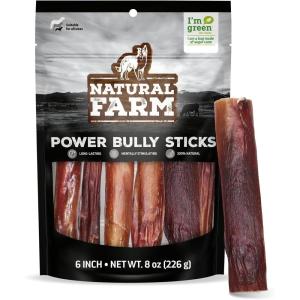 imageNatural Farm Power Bully Sticks Dog Chews 23 1 Pound Bag 2in1 Power Chews Premium Beef Cheek Wrapped in Beef Pizzle Double Chewing Time Promotes Dental Health Great for Small Dogs6 Inch 8oz