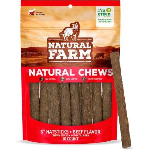 imageNatural Farm Quick Beef Dog Treats Chewy Sticks 10Pack Low Calorie Delicious Crunchy Dog Treats with Collagen High Protein Beef Chews for Dogs Great for Small Pups ampamp Medium Dogs