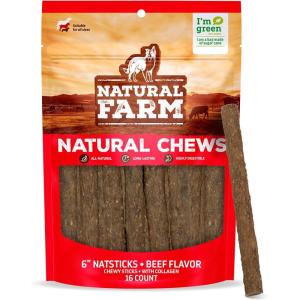 imageNatural Farm Quick Chicken Dog Treats Chewy Sticks 16Pack Low Calorie Delicious Crunchy Dog Snacks with Collagen High Protein Great for Small ampamp Medium PupsBeef 6 16 Pack