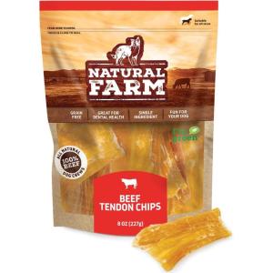 imageNatural Farm Jerky Beef Tendon  8Ounces Bag  Naturally Rich in Chondroitin and Collagen Supports Healthy Joints Great for Dental Health  Made ampamp Packaged All Dog Sizes